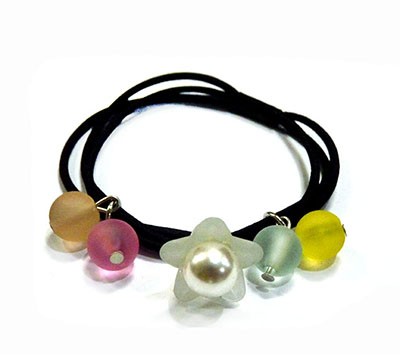 49号韩国简约水晶水钻花朵头绳成人珍珠发绳B2-4-2