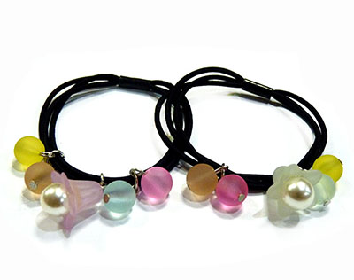 49号韩国简约水晶水钻花朵头绳成人珍珠发绳B2-4-2