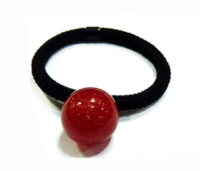 14号韩国简约加粗大红圆水晶头绳成人发绳