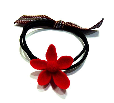 54号韩国简约双股大红磨砂花朵头绳成人发绳b3-4-2