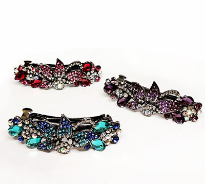 新款大号韩国捷克钻水晶夹弹簧夹盘头饰品顶夹马尾夹C5-2-4