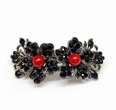 韩版水晶发夹古色饰品发饰蝴蝶结合金水钻弹簧夹 C5-2-3