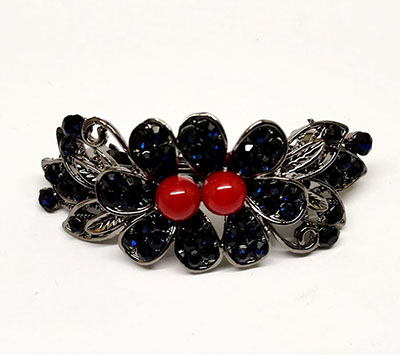 韩版水晶发夹古色饰品发饰蝴蝶结合金水钻弹簧夹C5-2-3