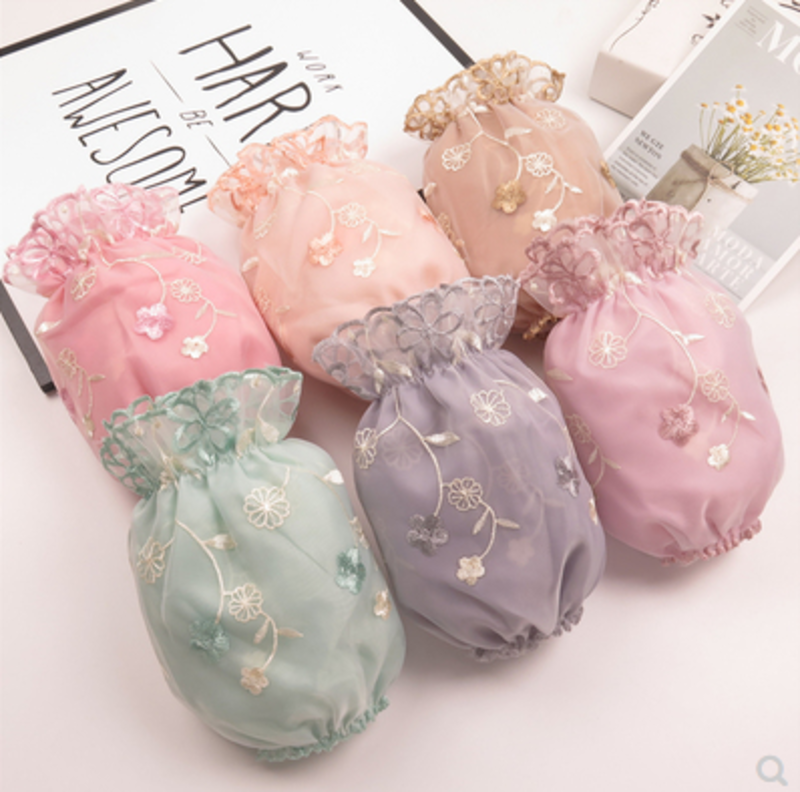 2号蕾丝袖套女士韩版秋冬季新款护袖手袖刺绣花朵套袖短款羽绒服袖筒e10-1-2