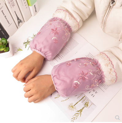 3号蕾丝袖套女士韩版秋冬季新款护袖手袖刺绣花朵套袖短款羽绒服袖筒e11-1-2