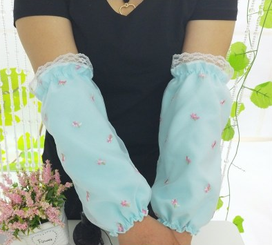 4号长款女士蕾丝双层袖套办公室防污防尘日用袖头e10-1-2