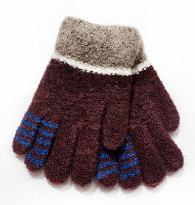 男女儿童手套连指中童手套可爱卡通毛线拉绒冬季保暖7号C4-3-1