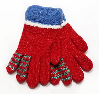 男女儿童手套连指中童手套可爱卡通毛线拉绒冬季保暖7C4-3-1