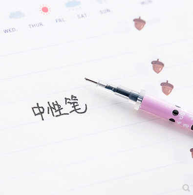 中性笔替芯水笔 笔芯0.38mm全针管黑色卡通小清新签字笔学生文具六c1-1-1