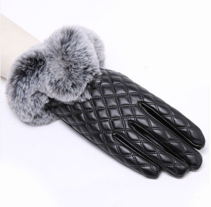 皮手套女士冬季触摸屏保暖加绒加厚手套女防风防寒妈妈手套