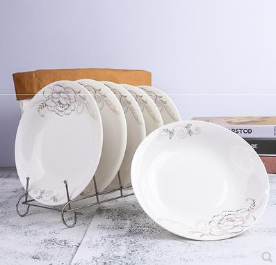 一级圆形7寸陶瓷盘冰清玉洁骨瓷饭盘饺子盘菜盘子