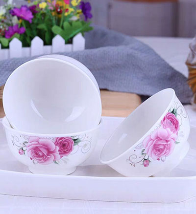 景德镇陶瓷5英寸高脚碗吃饭米线面喝粥汤碗可微波炉骨瓷