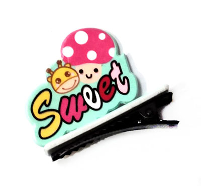 立体双面儿童发夹亚克力卡通小孩英文字母女童头发饰发卡边夹(单支)C5-1-6