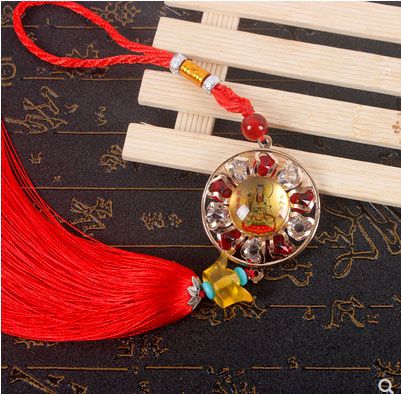 圆牌水钻元宝汽车挂件车载后视镜吊坠平安符B1-1-2