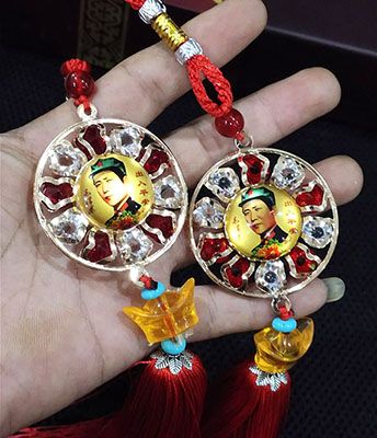 圆牌水钻元宝汽车挂件车载后视镜吊坠平安符B1-1-2