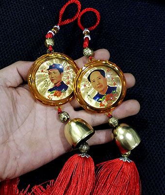纯铜铃汽车挂件毛主席像车饰挂件保平安车载车上车内后视镜吊坠B1-1-2