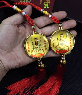 金底圆牌汽车挂饰车内吊挂件吊坠车载件挂后视镜挂件仙摆六c2-2-1