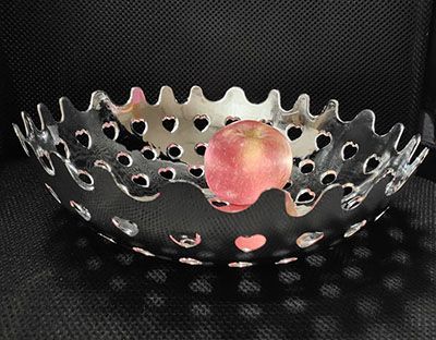 大号摔不破电镀镂空水果盘零食收纳篮水果盆圆形水果篮六B30-4-1