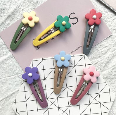 雅风撞色软陶花朵发夹韩国超可爱少女糖果色bb夹刘海夹边夹C5-1-6