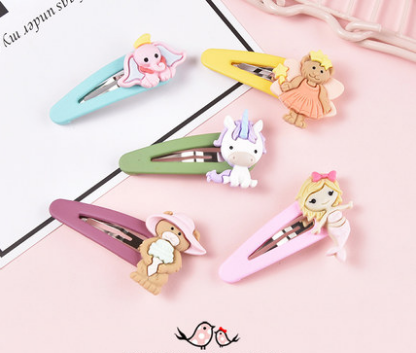 雅风撞色软陶花朵发夹韩国超可爱少女糖果色bb夹刘海夹边夹C5-1-6