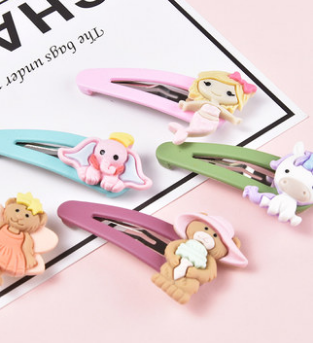 雅风撞色软陶花朵发夹韩国超可爱少女糖果色bb夹刘海夹边夹C5-1-6