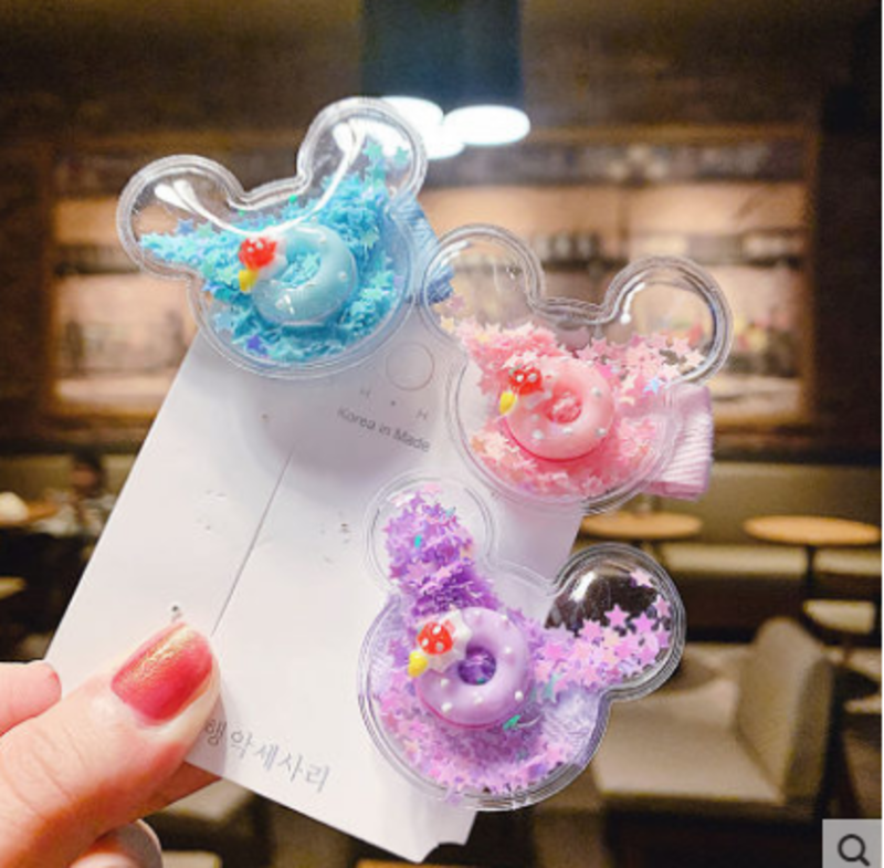 韩版彩色亮片流沙发夹透明甜美爱心鸭嘴夹边夹ins糖果色星星发卡C5-1-6