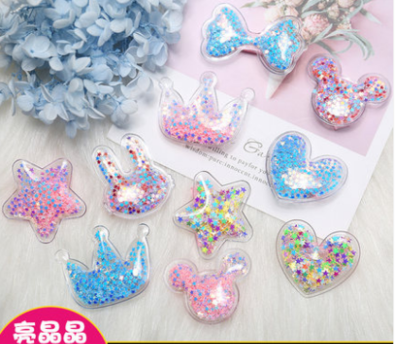 韩版彩色亮片流沙发夹透明甜美爱心鸭嘴夹边夹ins糖果色星星发卡C5-1-6