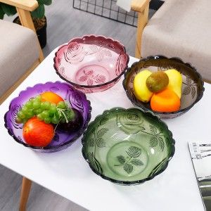 韩式水晶果盘家用透明零食水果盘 05玫瑰花