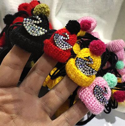 5号儿童皮筋毛线小帽子可爱公主女生成人发圈不伤发头绳C4-3-1