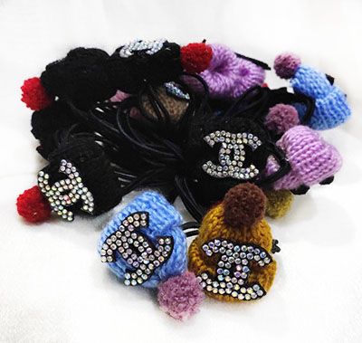 5号儿童皮筋毛线小帽子可爱公主女生成人发圈不伤发头绳C4-3-1