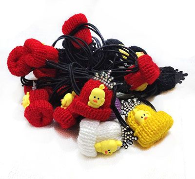 5号儿童皮筋毛线小帽子可爱公主女生成人发圈不伤发头绳C4-3-1