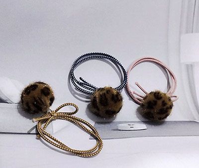 1号新皮筋豹纹毛茸茸单双球发绳百搭发圈时尚丸子头绳网红头饰S9-4-1