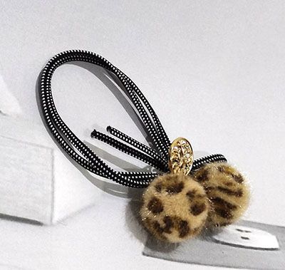 2号新皮筋豹纹毛茸茸单双球发绳百搭发圈时尚丸子头绳网红头饰S9-4-1