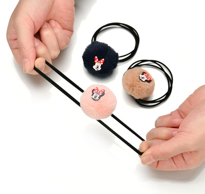 韩国网红新款毛球球卡通发绳百搭可爱少女儿童头绳扎头发皮筋发圈C4-3-6