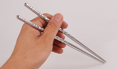 10双装不锈钢筷子 螺纹优质筷子 防滑设计 酒店金属筷子A6-1-1