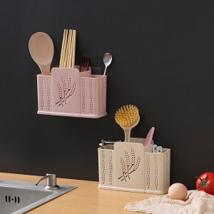 无痕麦穗镂空沥水筷子笼108/箱-三格北欧