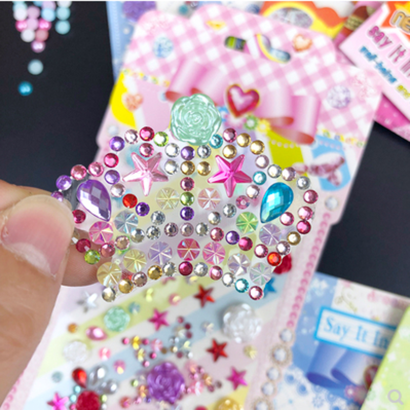 11#CWW888儿童宝石水晶七彩色贴纸 塑料宝石幼儿园手工玩具赠品立体粘贴纸A31-2-2