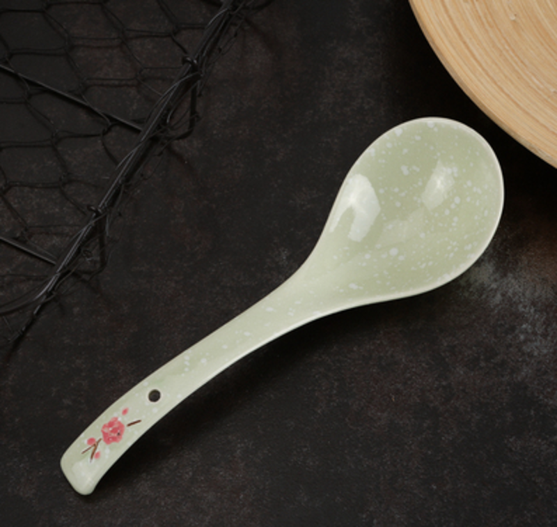 樱花季家用大汤勺陶瓷盛汤长柄勺骨瓷粥勺稀饭勺火锅勺八A2-4-2