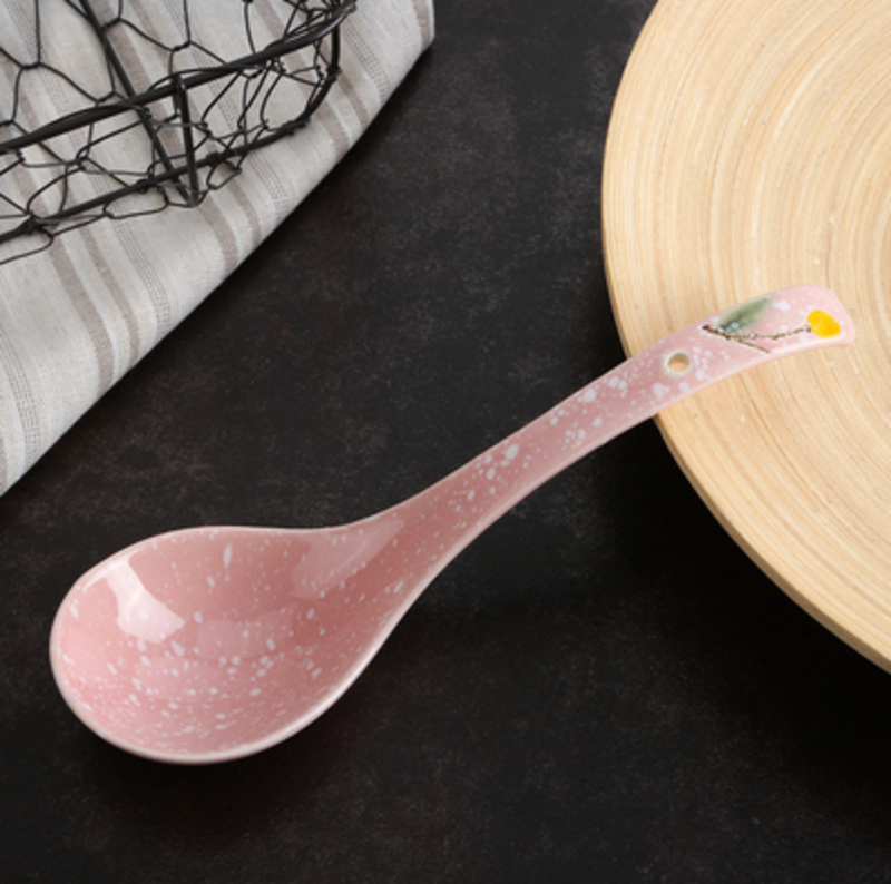 樱花季家用大汤勺陶瓷盛汤长柄勺骨瓷粥勺稀饭勺火锅勺八A2-4-2