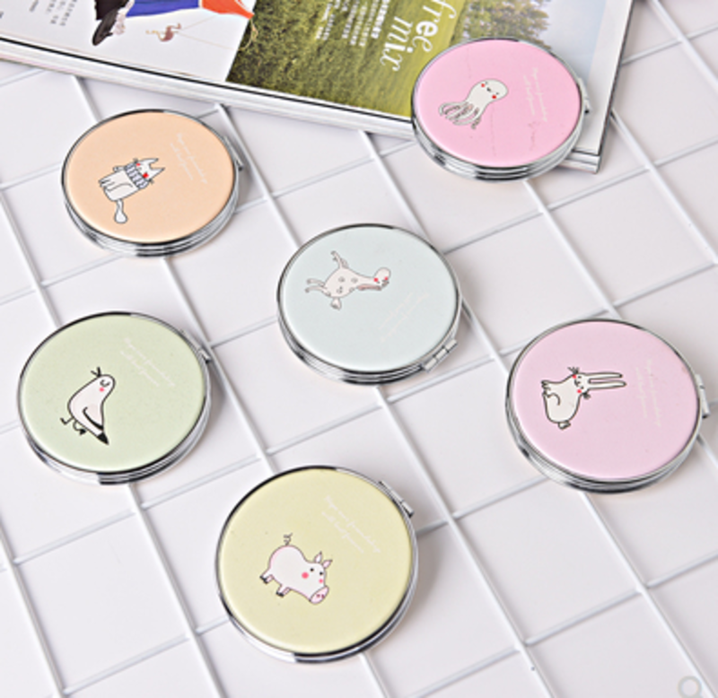 86.87号皮面时尚迷你翻盖式随身化妆女土镜便携双面镜折叠小镜子A17-1-4