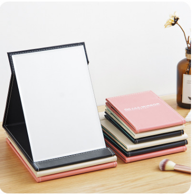 9906---24.7*18cm皮革折叠台式桌面 随身化妆镜梳妆镜时尚镜A28-1-4