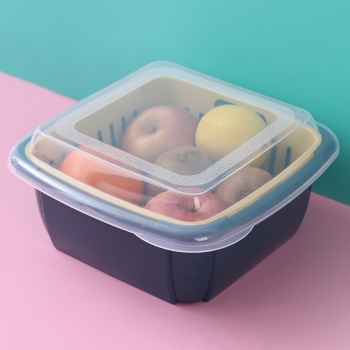 北欧色带盖双层沥水篮 60/箱 