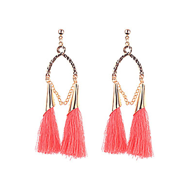 复古合金夸张耳环 布艺流苏长款耳环 潮女毛线耳饰C4-1-2