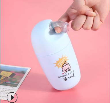 双层隔热塑壳玻璃杯创意可爱萌猪手提杯儿童礼品水杯---尚萌八B13-1-1