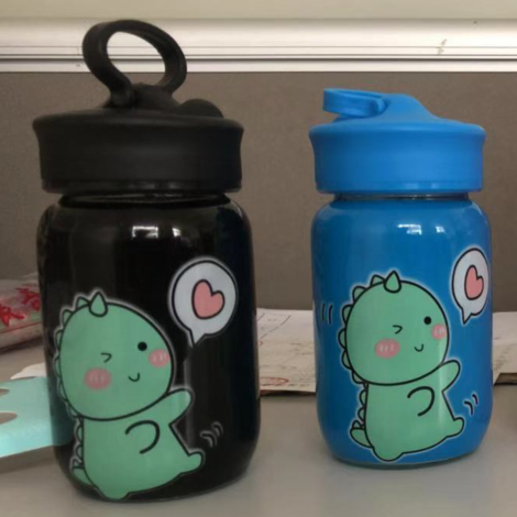韩版卡通手机支架玻璃杯水杯男女学生创意潮流带盖杯子B11-2-1B11-3-1B5-4-1