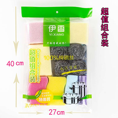（60/件）224A伊香清洁好帮手11件套超值组合钢丝球金丝锅刷垃圾袋