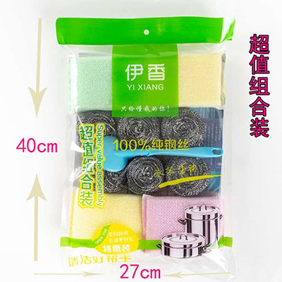 224E伊香清洁好帮手11件套超值组合钢丝球金丝锅刷垃圾袋60/件六2号ZBJ5-2-3
