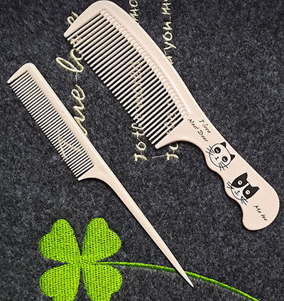 9号2个装北欧色印花猫咪少女梳子卷发梳 按摩美发顺发梳套装C9-1-3或-上