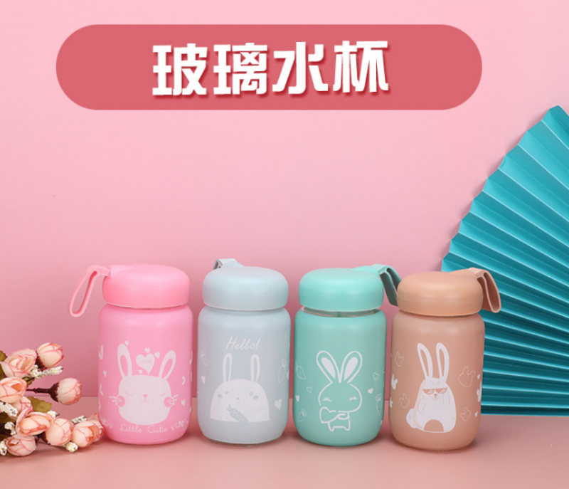 炫彩萌萌兔杯玻璃杯塑膜玻璃水杯 105/箱六B3B4-3-1