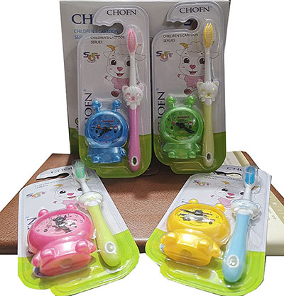 儿童爆款670 宝宝甜心超细软毛牙刷内赠精美闹钟卷笔刀B25-3-2